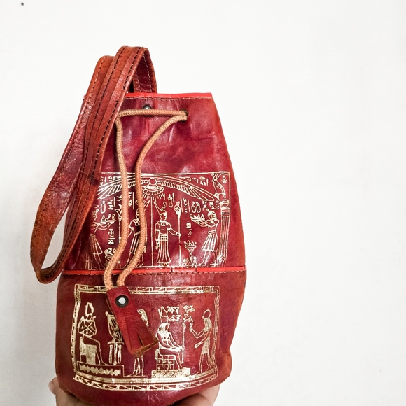 Vintage Handbags - Vintage Mini Egyptian Bucket Bag